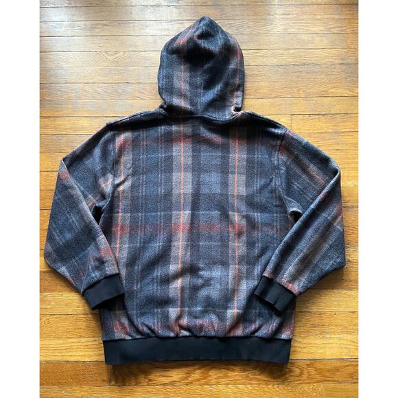 TOPMAN Gray/Multicolored Plaid Hoodie Mens sz L - Picture 5 of 9